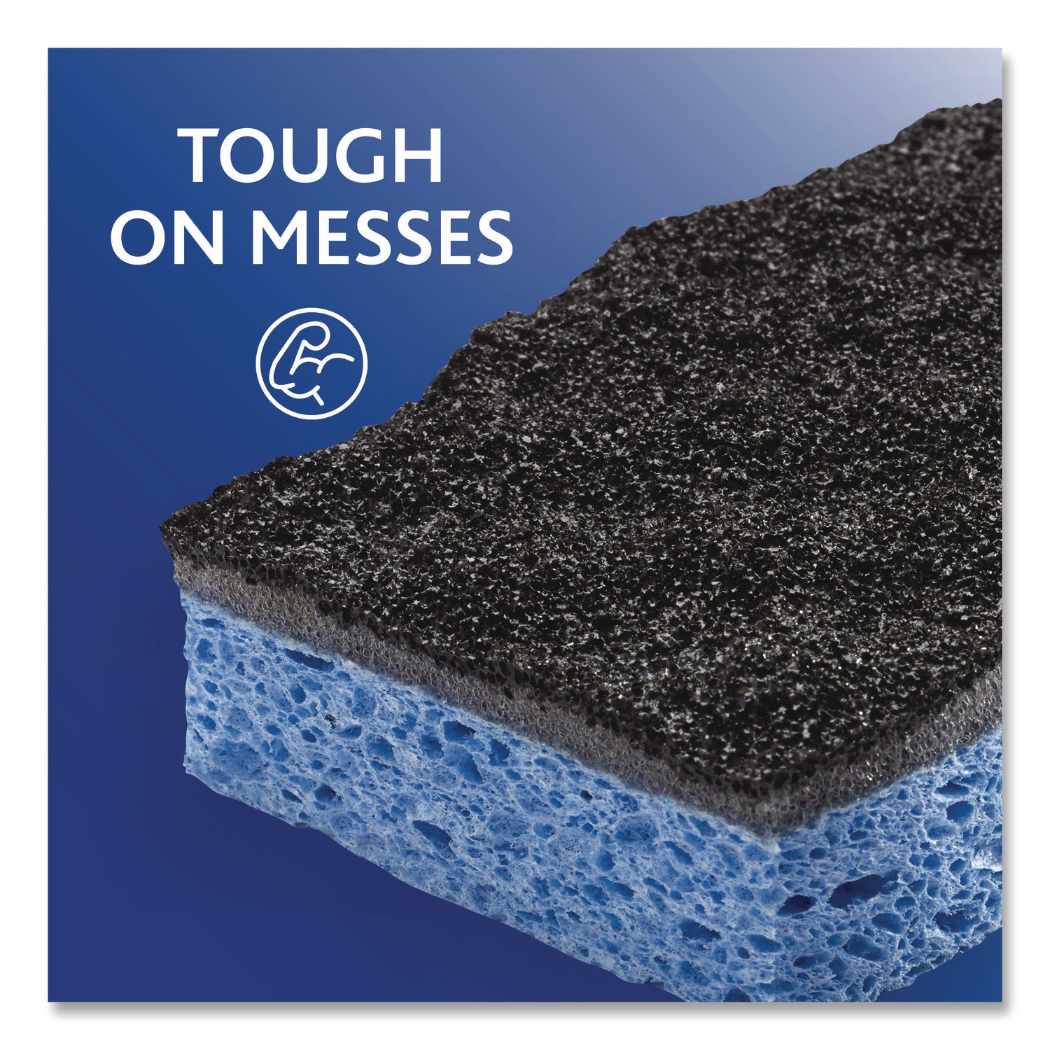 O-Cedar Scrunge Heavy-Duty Scrub Sponge - 4.2" Width x 2.6" Depth x 7.5" Length - 2/Pack - Cellulose - Multi, Blue, Black
