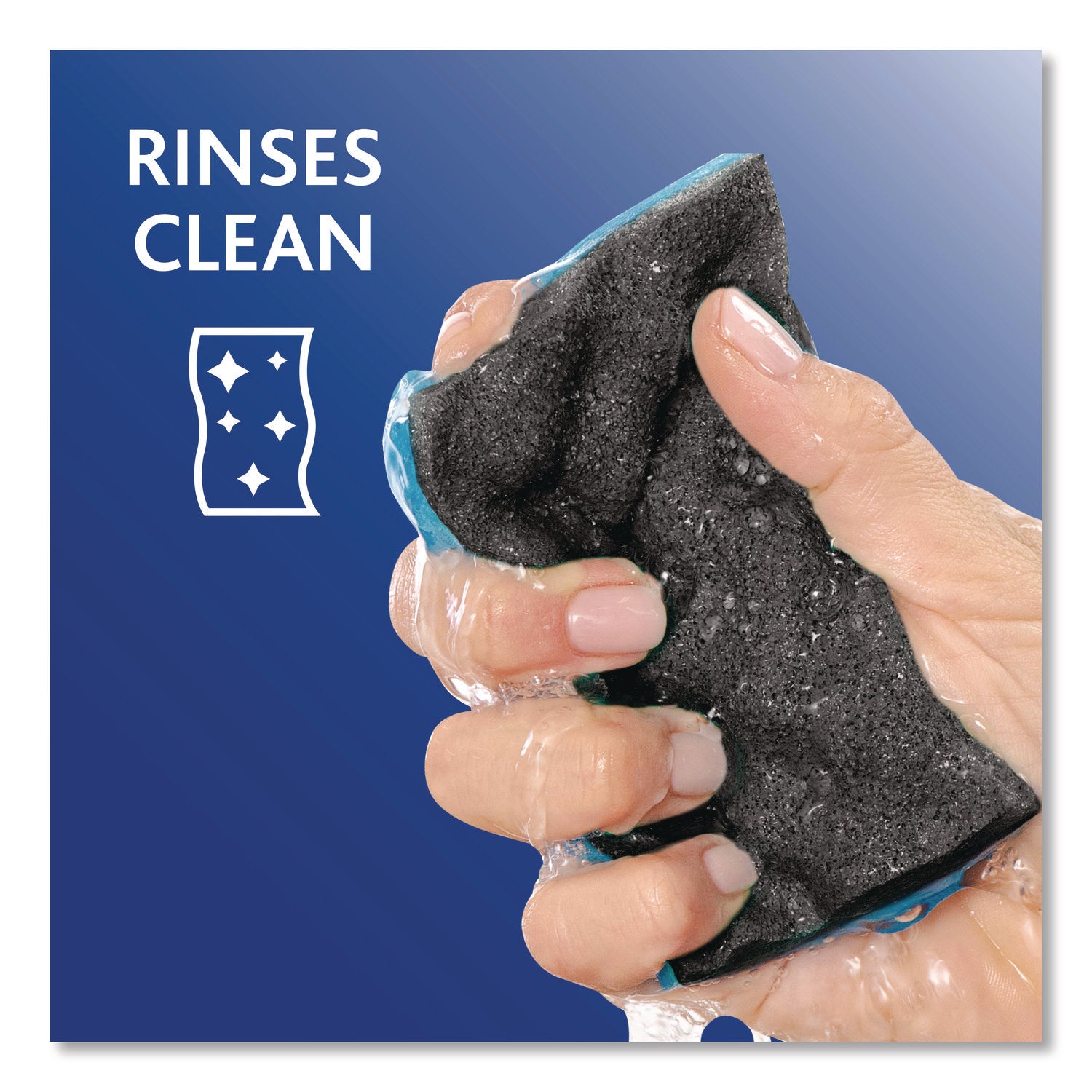 O-Cedar Scrunge Heavy-Duty Scrub Sponge - 4.2" Width x 2.6" Depth x 7.5" Length - 2/Pack - Cellulose - Multi, Blue, Black