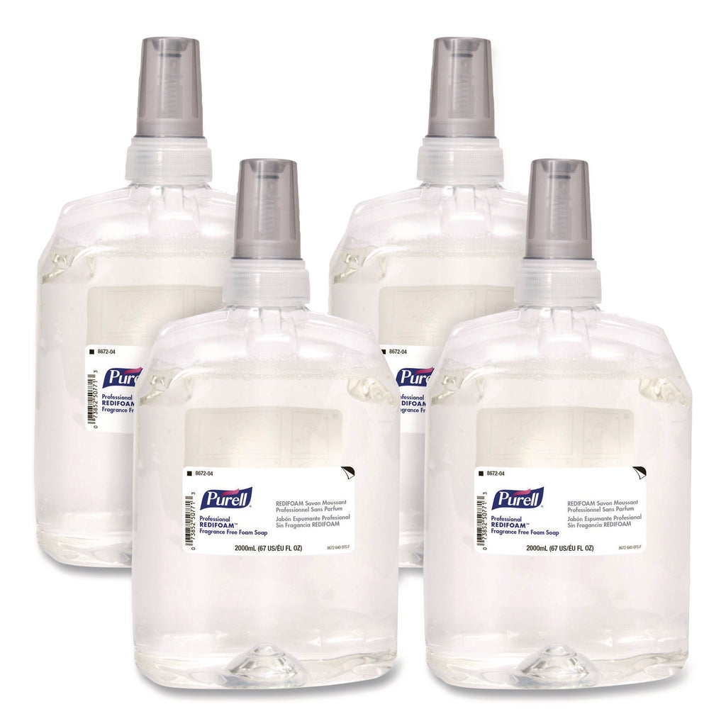 PURELL CXR Refill REDIFOAM FF Foam Soap - 67.6 fl oz (2 L) - Hand - Antibacterial - Clear - Non-clog, Quick Rinse, Refillable, Preservative-free, Paraben-free, Phthalate-free, Fragrance-free, Dye-free, Bio-based - 4 / Carton