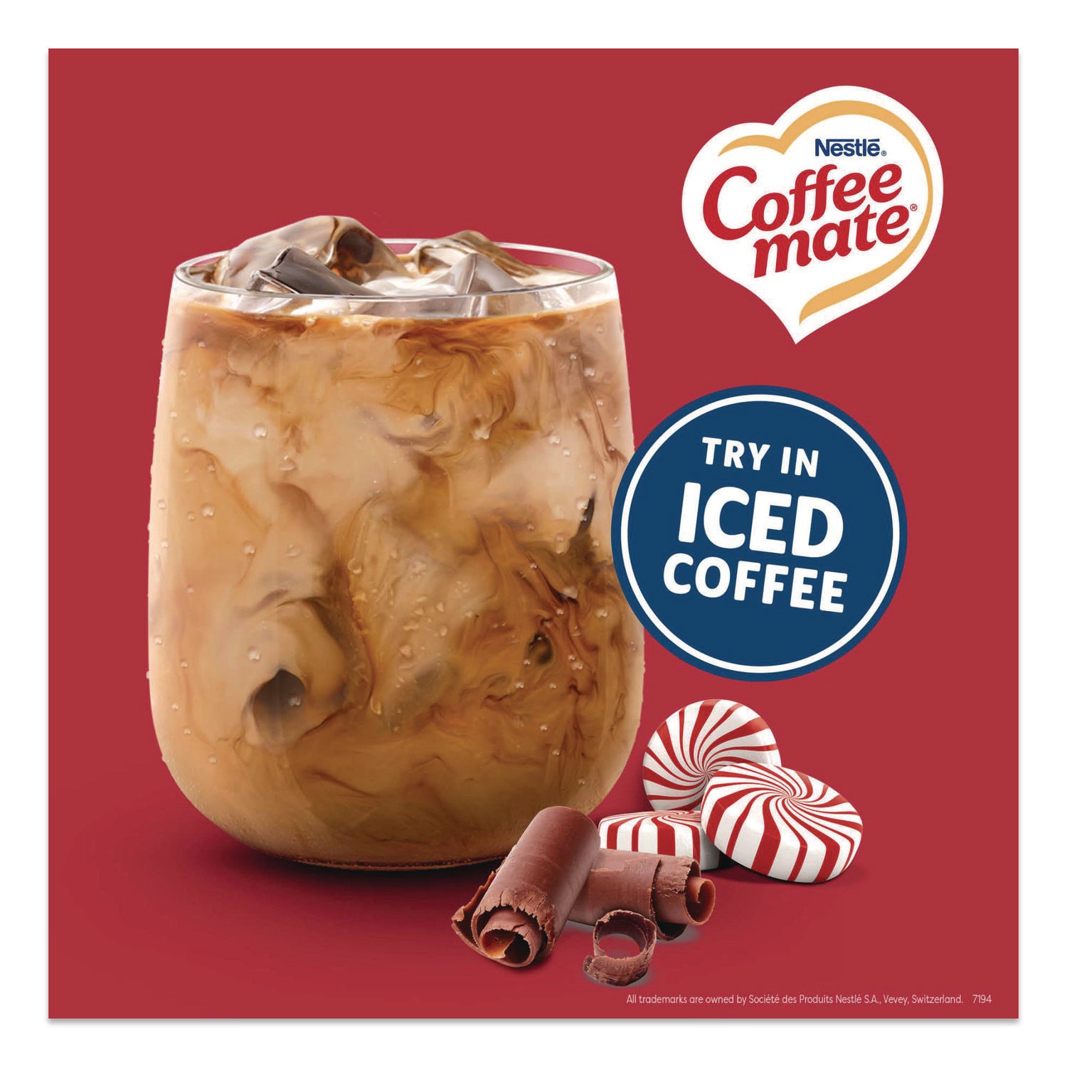 Liquid Coffee Creamer, Peppermint Mocha, 0.38 oz Mini Cups, 50/Box, 4 Boxes/Carton, 200 Total/Carton
