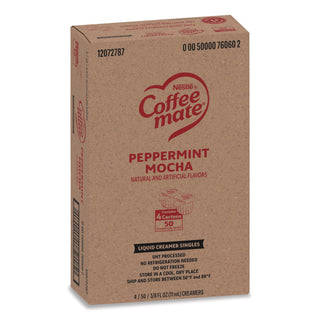 Liquid Coffee Creamer, Peppermint Mocha, 0.38 oz Mini Cups, 50/Box, 4 Boxes/Carton, 200 Total/Carton