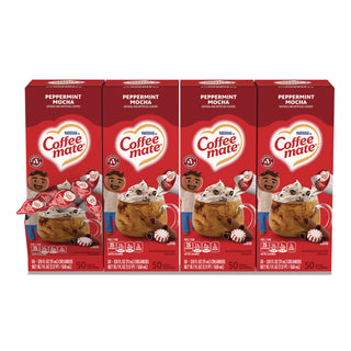 Liquid Coffee Creamer, Peppermint Mocha, 0.38 oz Mini Cups, 50/Box, 4 Boxes/Carton, 200 Total/Carton