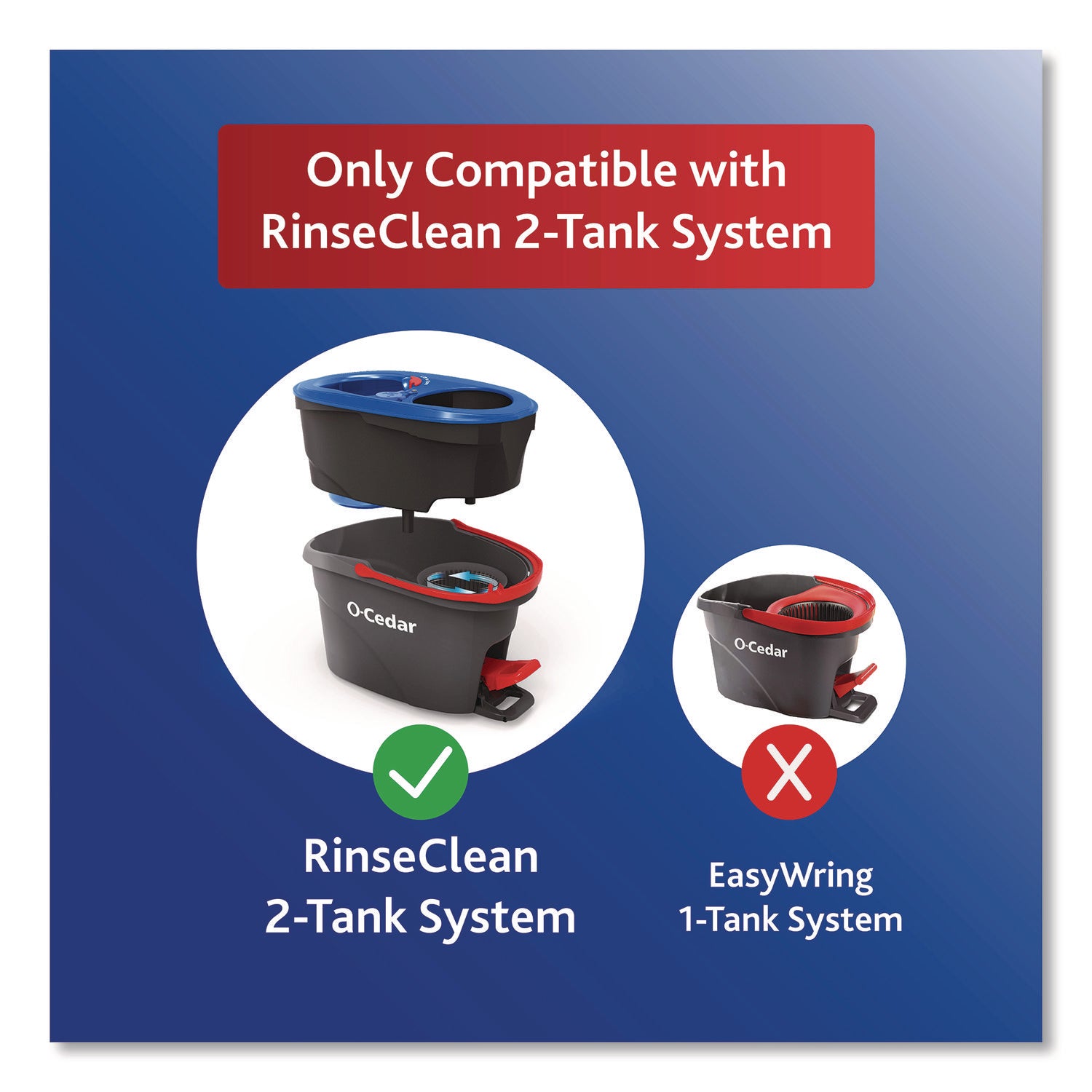 O-Cedar EasyWring Rinse Clean Mop Refill - MicroFiber - Multi - 2 / Pack