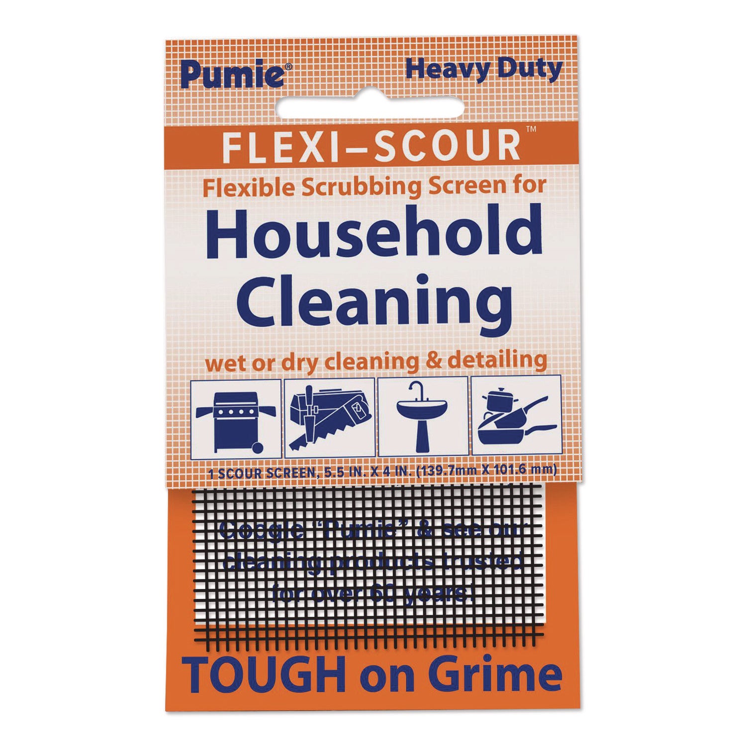 U.S. Pumice Flexi-Scour Scouring Screen - Ready-To-Use - 1 Pack - Easy to Use, Chemical-free, Flexible - Gray
