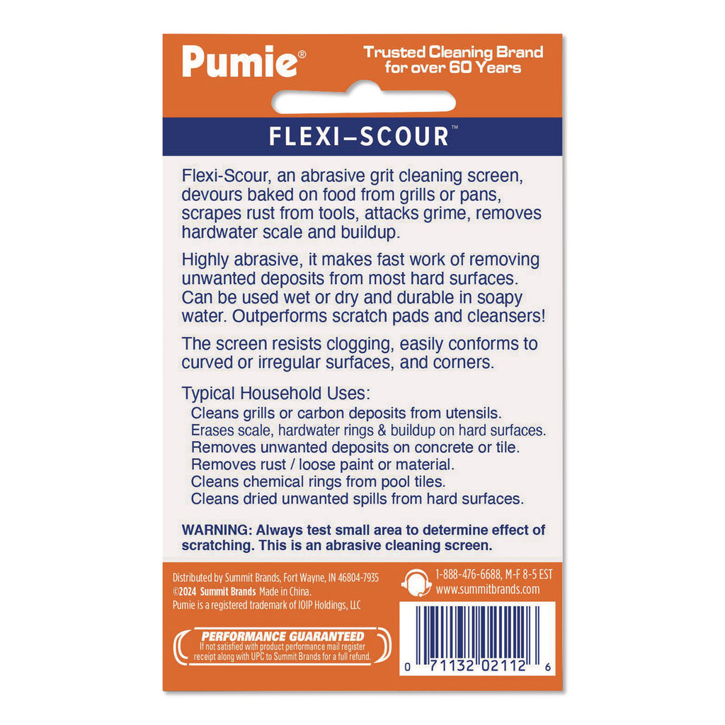U.S. Pumice Flexi-Scour Scouring Screen - Ready-To-Use - 1 Pack - Easy to Use, Chemical-free, Flexible - Gray