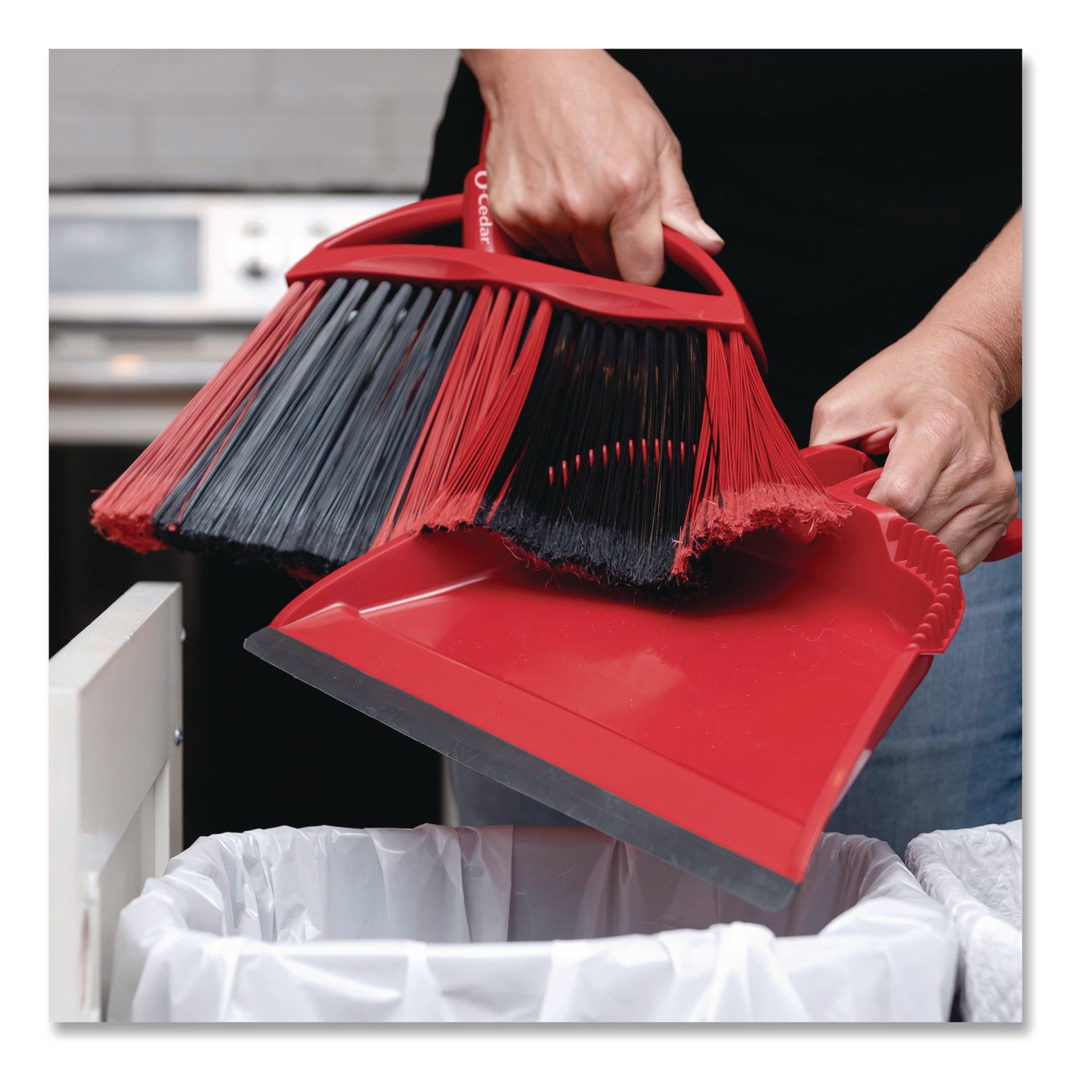 O-Cedar PowerCorner One Sweep Broom - 1 Each - Red, Black, Gray