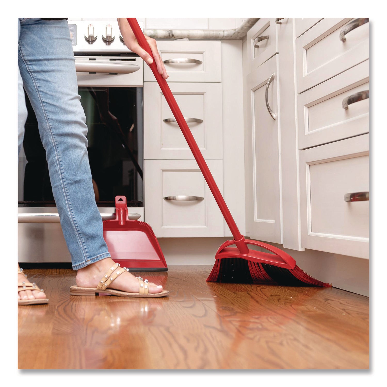 O-Cedar PowerCorner One Sweep Broom - 1 Each - Red, Black, Gray