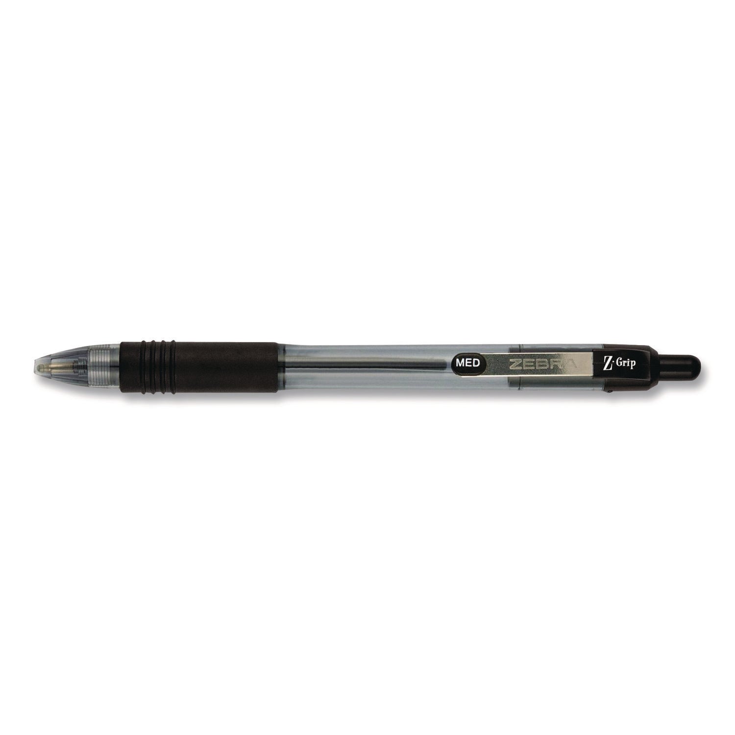 Z-Grip Ballpoint Pen, Retractable, Medium 1 mm, Black Ink, Clear/Black Barrel, 18/Pack