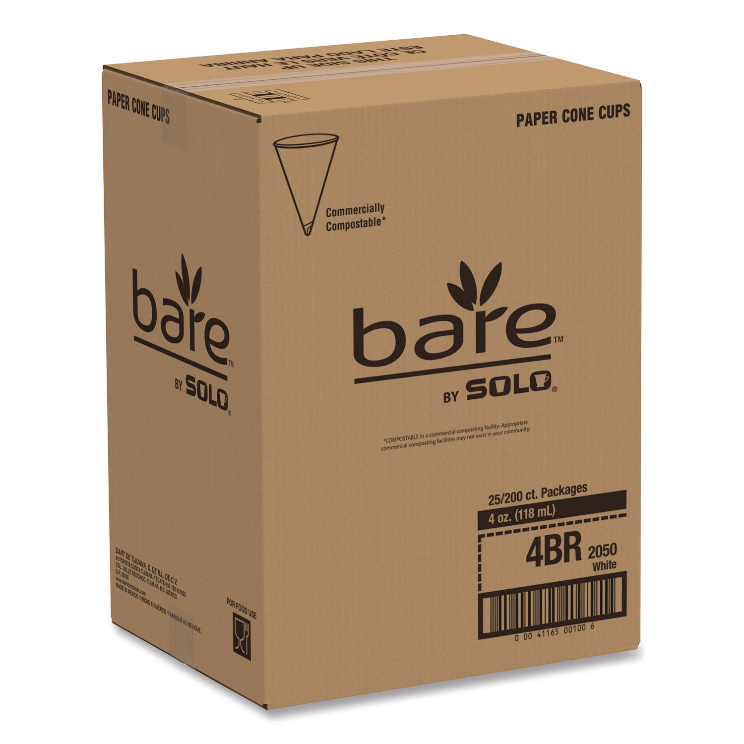 Cone Water Cups, ProPlanet Seal, Cold, Paper, 4 oz, White, 200/Bag, 25 Bags/Carton