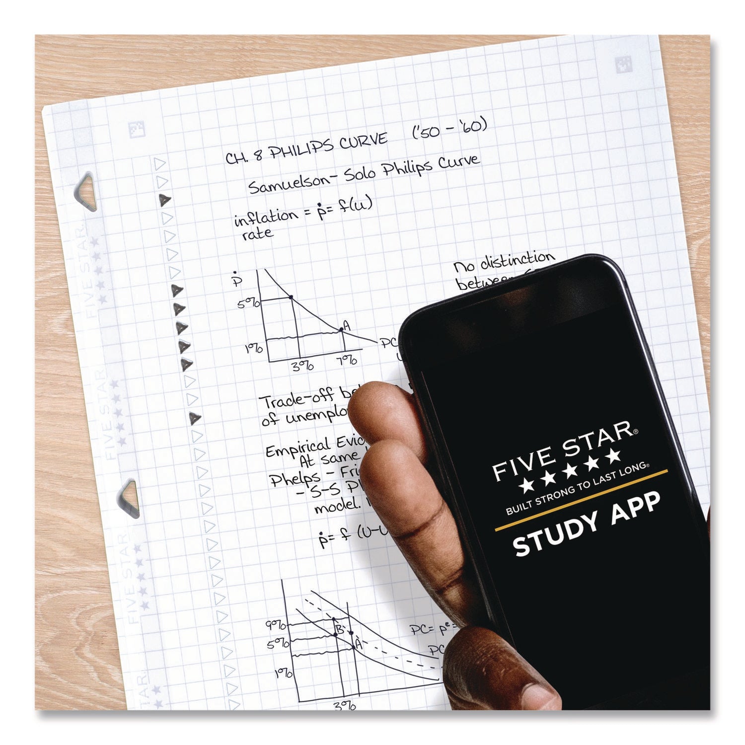 Five Star Reinforced Graph-Ruled Filler Paper - 80 Pages - Ruled Margin - Letter - 8 1/2" x 11" - White Paper - Heavyweight, Non-bleeding, Durable, Tear Resistant, Reinforced, Hole-punched - 1