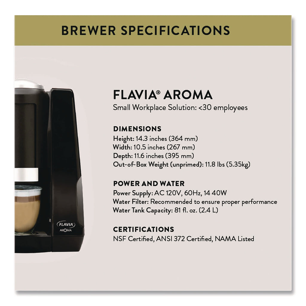 Flavia Aroma Coffee Maker - 1440 W - 2.53 quart - 1 Cup(s) - Single-serve - Black
