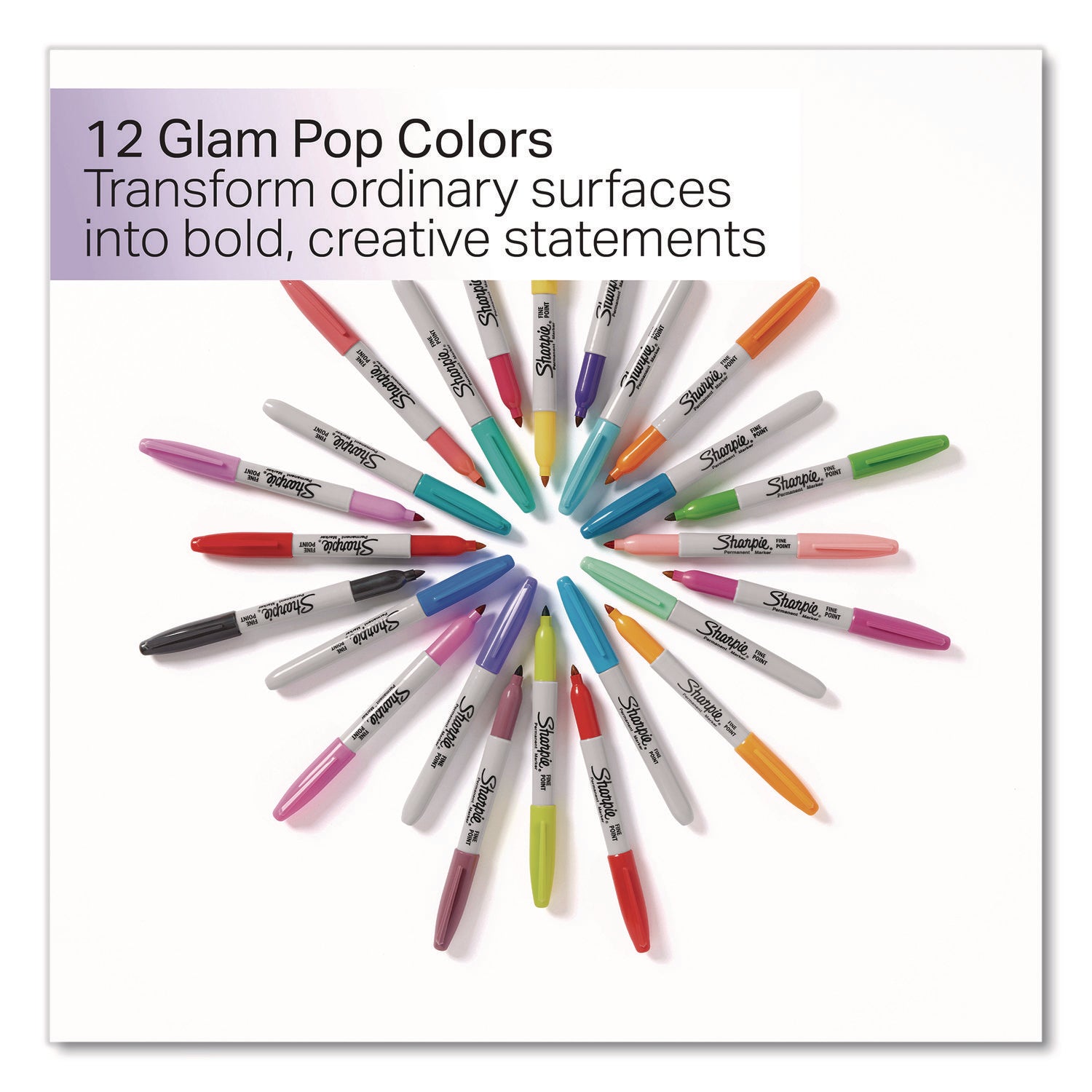 Sanford Glam Pop Permanent Markers - Fine Marker Point - Assorted - 12 / Pack