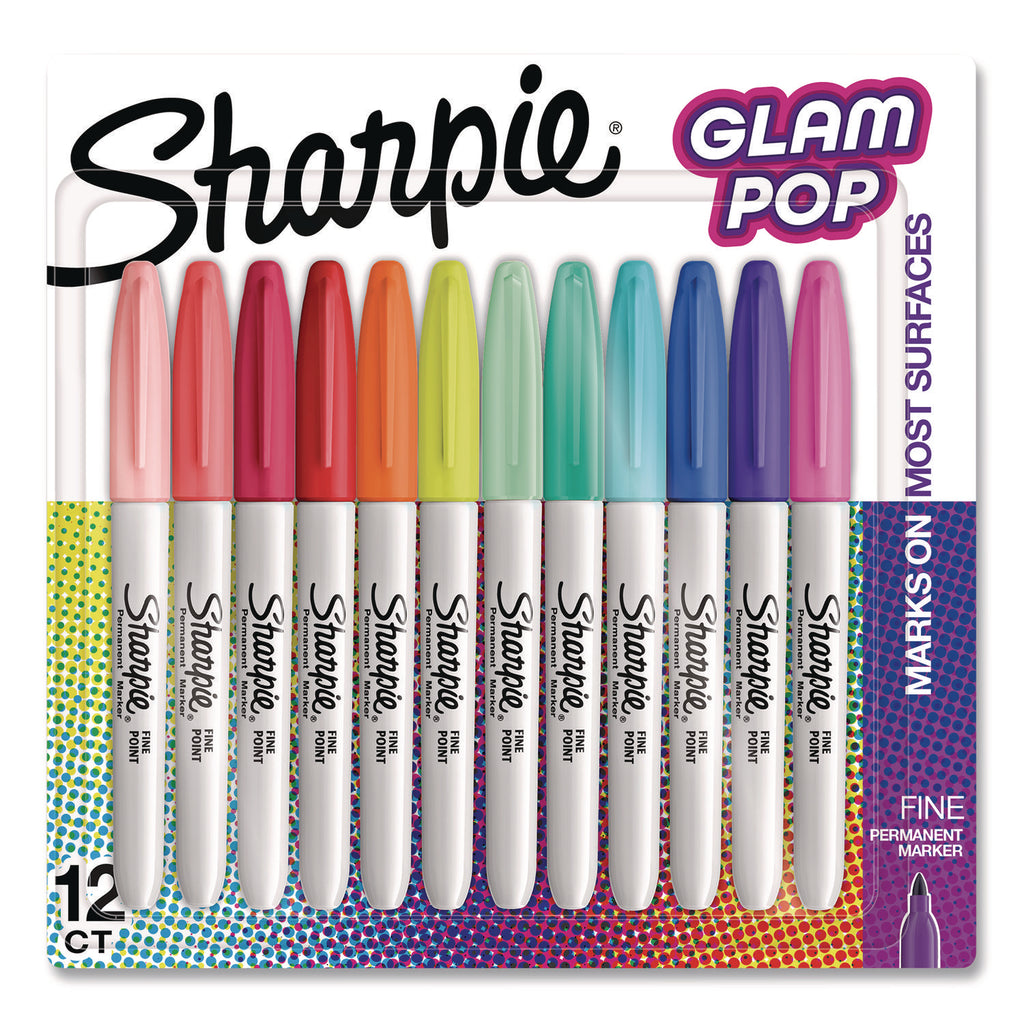 Sanford Glam Pop Permanent Markers - Fine Marker Point - Assorted - 12 / Pack