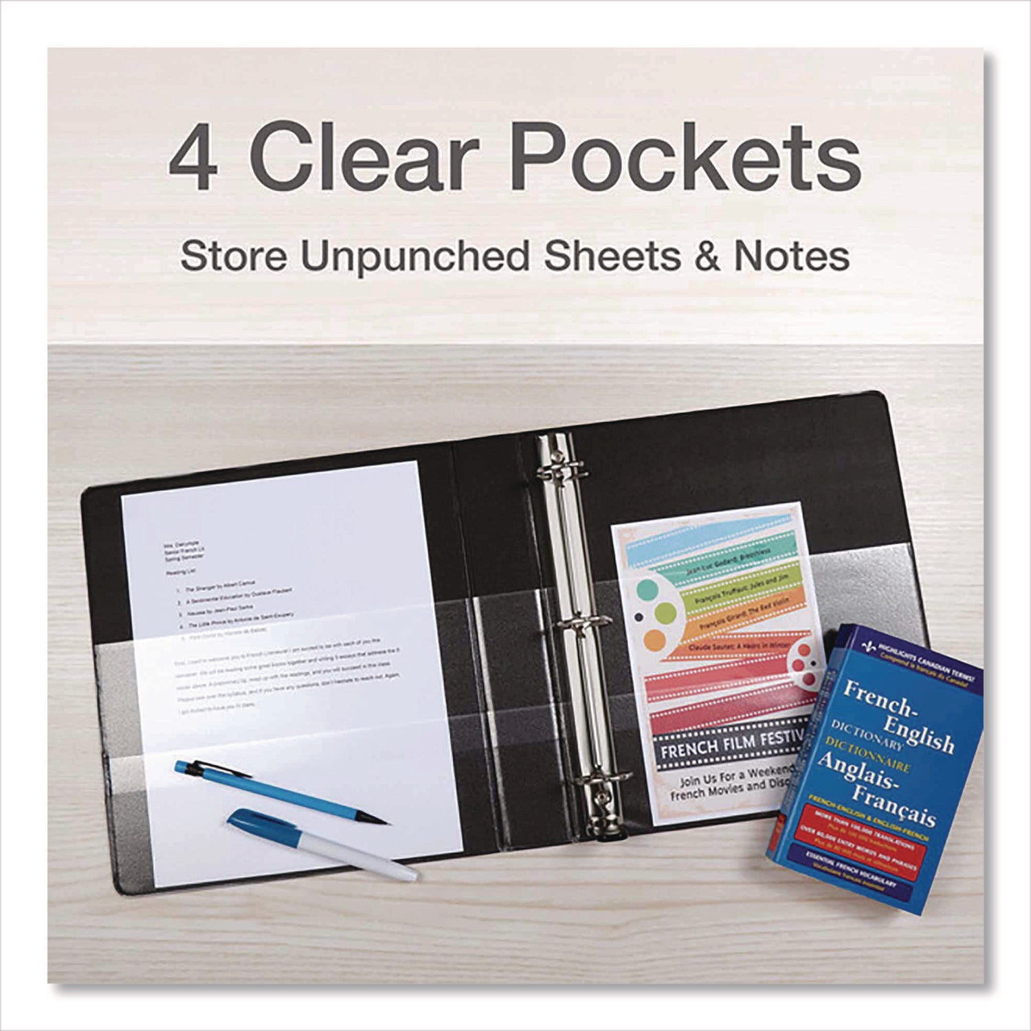 Premier Easy Open ClearVue Locking Slant-D Ring Binder, 3 Rings, 1" Capacity, 11 x 8.5, Black