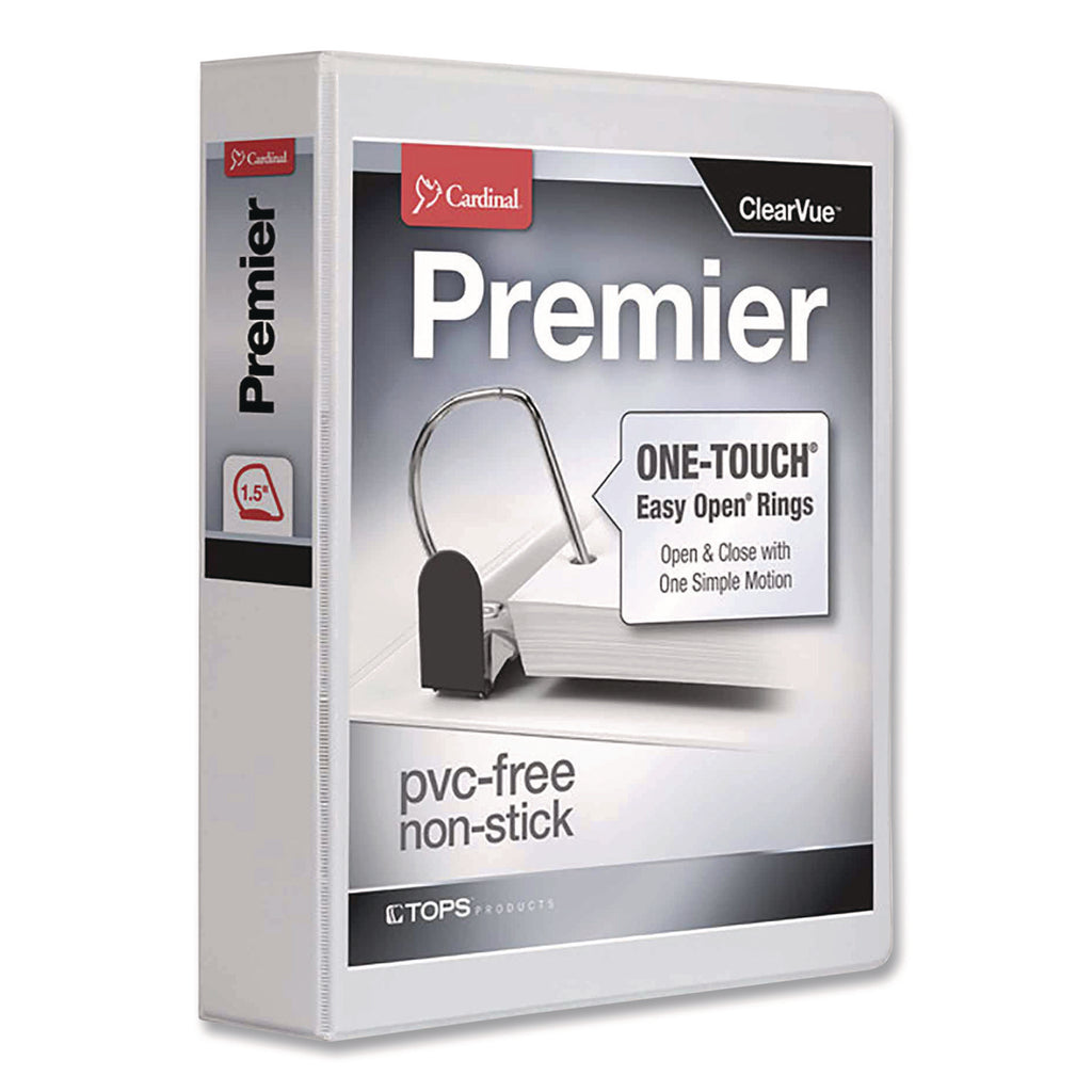 Premier Easy Open ClearVue Locking Slant-D Ring Binder, 3 Rings, 1.5" Capacity, 11 x 8.5, White