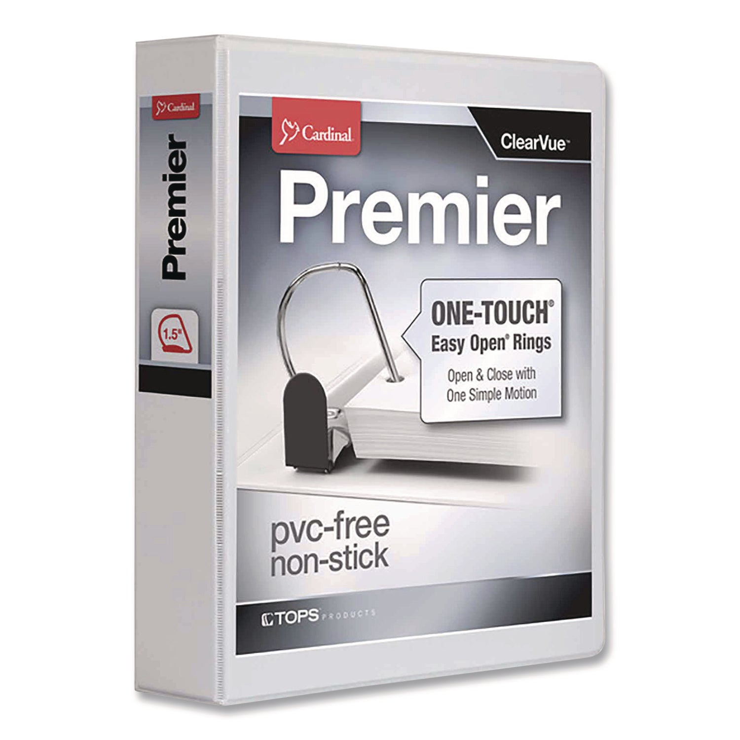 Premier Easy Open ClearVue Locking Slant-D Ring Binder, 3 Rings, 1.5" Capacity, 11 x 8.5, White