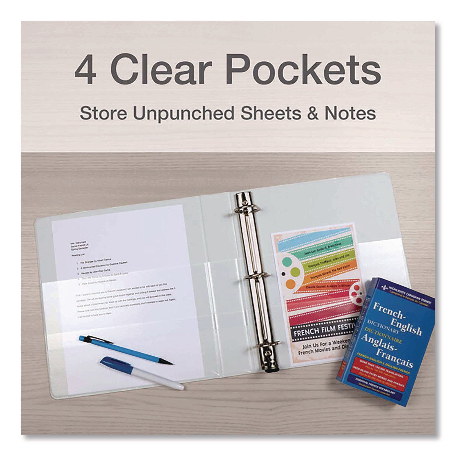 Premier Easy Open ClearVue Locking Slant-D Ring Binder, 3 Rings, 1.5" Capacity, 11 x 8.5, White