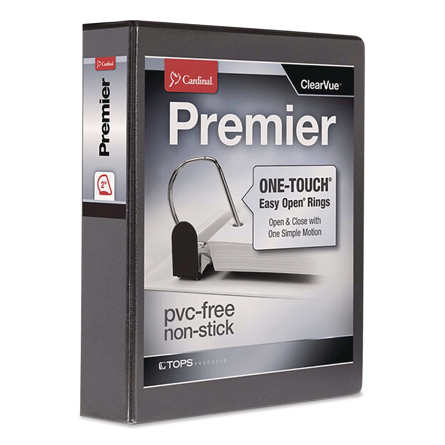 Premier Easy Open ClearVue Locking Slant-D Ring Binder, 3 Rings, 2" Capacity, 11 x 8.5, Black