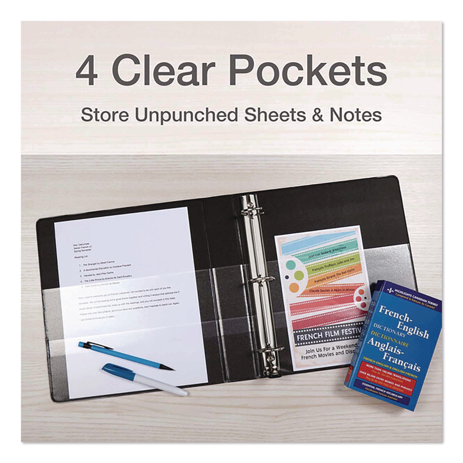 Premier Easy Open ClearVue Locking Slant-D Ring Binder, 3 Rings, 2" Capacity, 11 x 8.5, Black