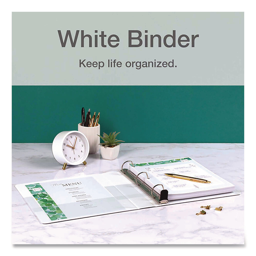 Premier Easy Open ClearVue Locking Slant-D Ring Binder, 3 Rings, 4" Capacity, 11 x 8.5, White