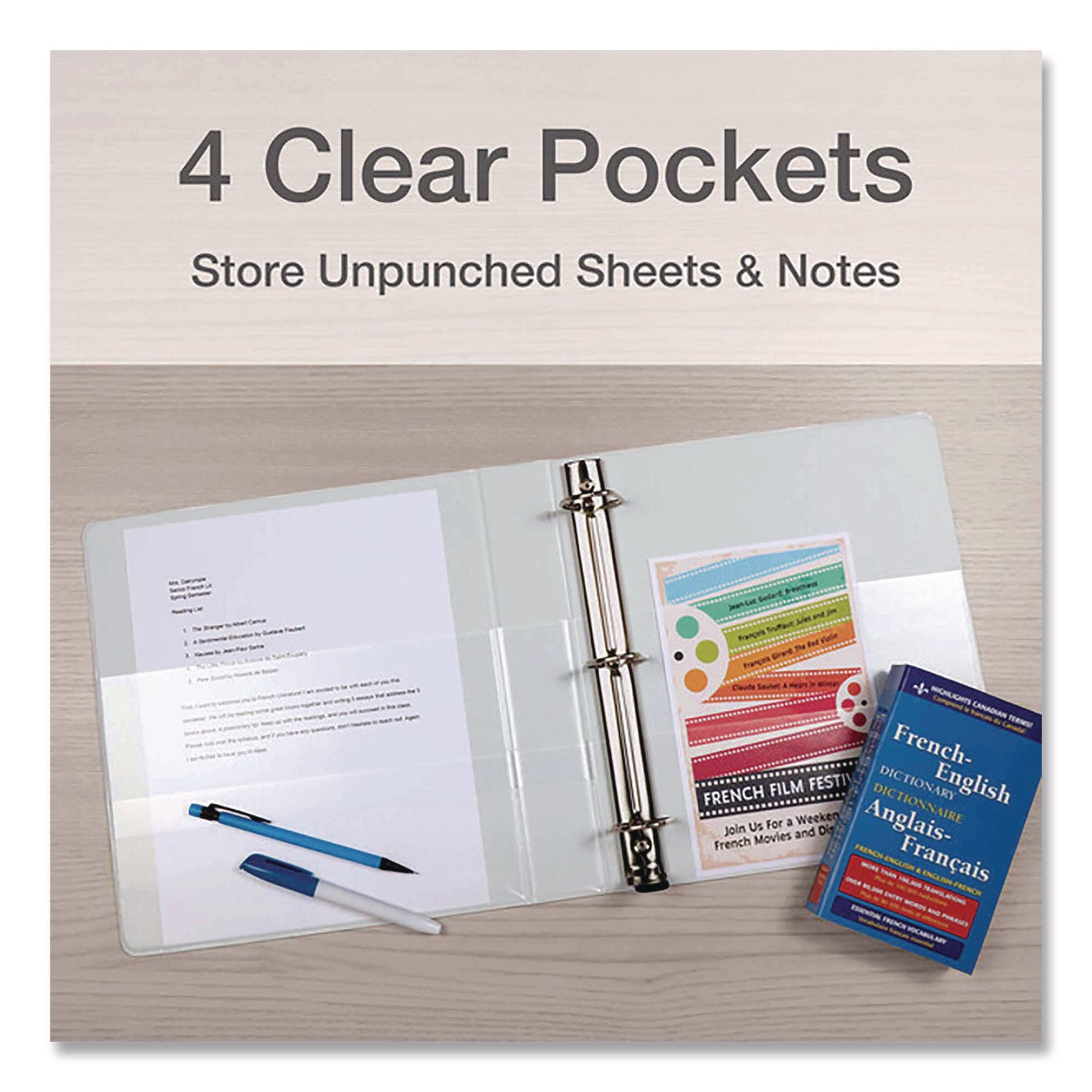 Premier Easy Open ClearVue Locking Slant-D Ring Binder, 3 Rings, 5" Capacity, 11 x 8.5, White