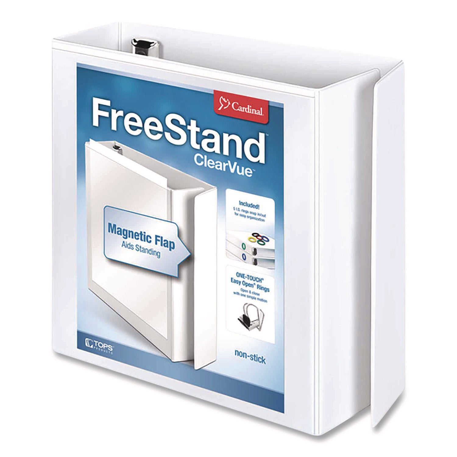 FreeStand Easy Open Locking Slant-D Ring Binder, 3 Rings, 3" Capacity, 11 x 8.5, White