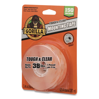 Tough & Clear Double-Sided Mounting Tape, Permanent, Holds Up to 0.25 lb per Inch, 1" x 12.5 ft, Clear