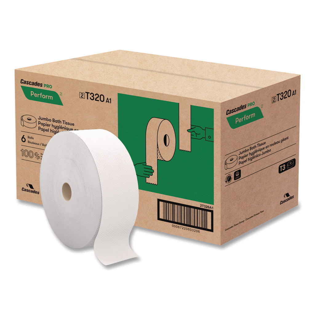 Perform Bath Tissue for Tandem Dispensers, Septic Safe, 2-Ply, White, 3.45" x 1,250 ft, 6 Rolls/Carton