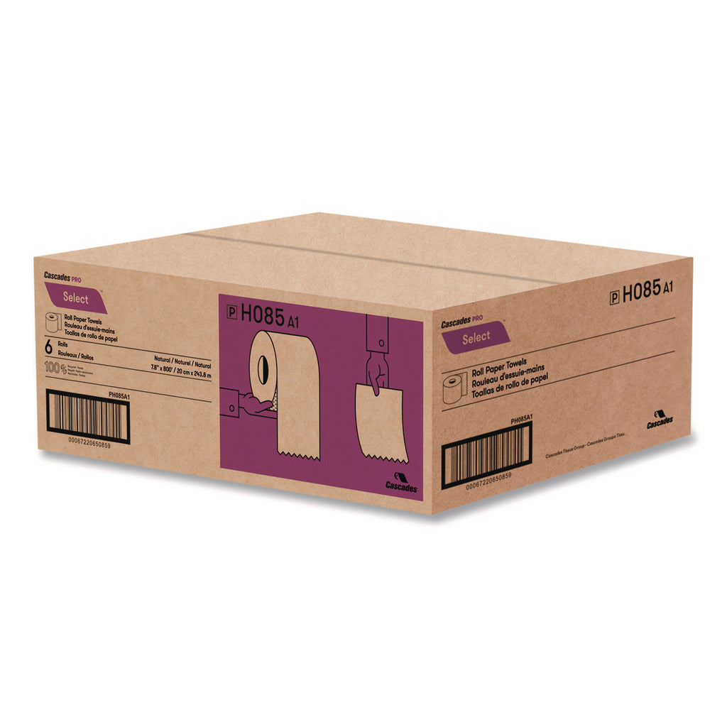 Select Roll Paper Towels, 1-Ply, 7.9" x 800 ft, Natural, 6/Carton