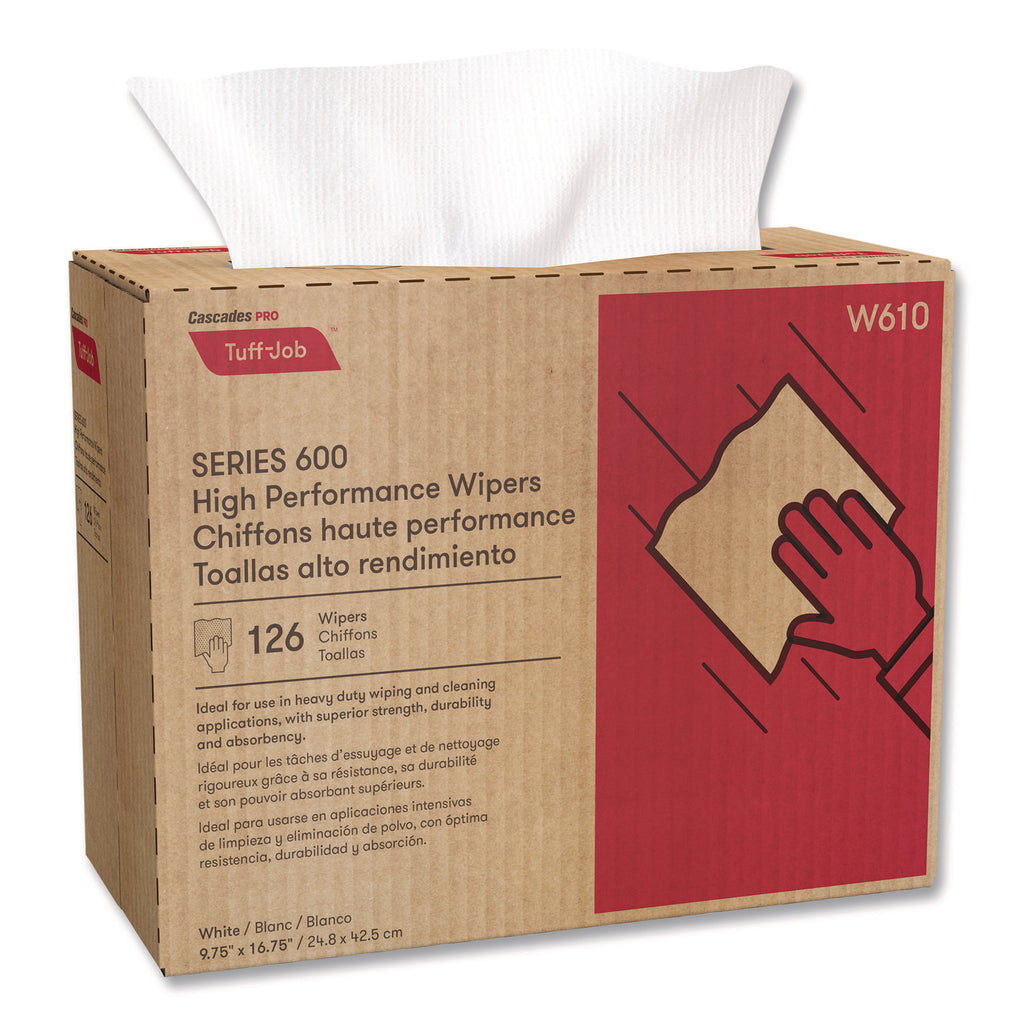 Tuff-Job S600 High Performance Wipers, 9 3/4 x 16 3/4, 126/Box, 10 Box/Carton
