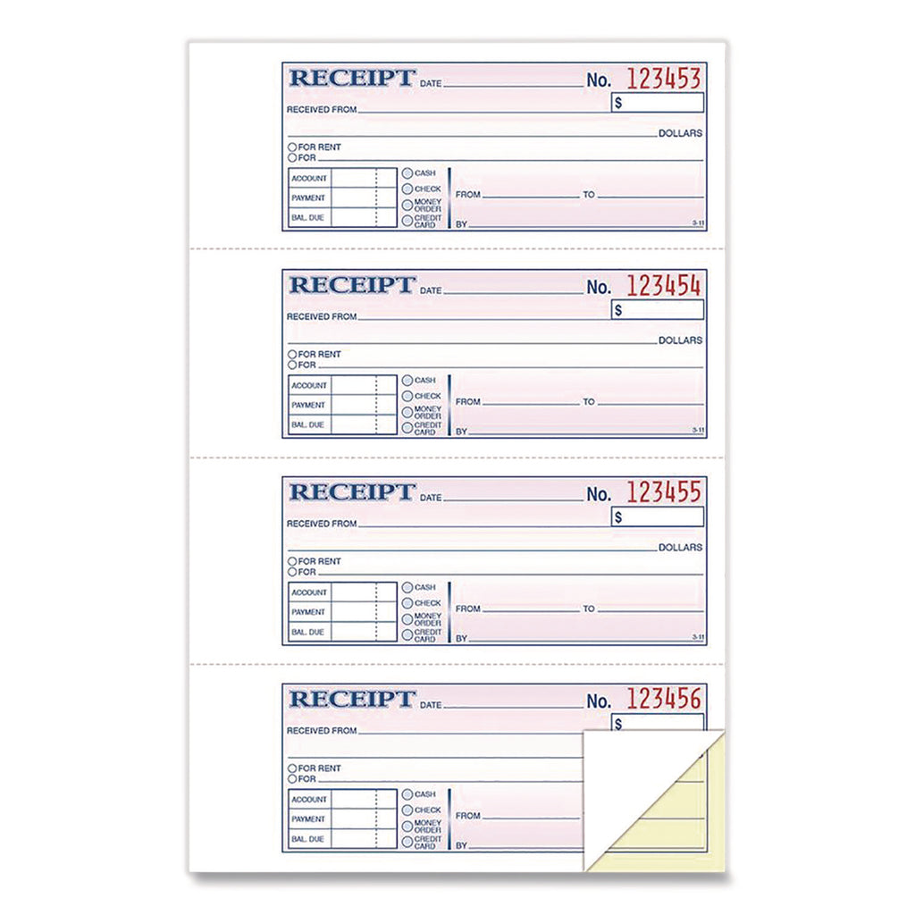 Adams Money/Rent Receipt Book - 200 Sheet(s) - Tape Bound - 2 PartCarbonless Copy - 7.62" x 11" Sheet Size - White - 1 Each