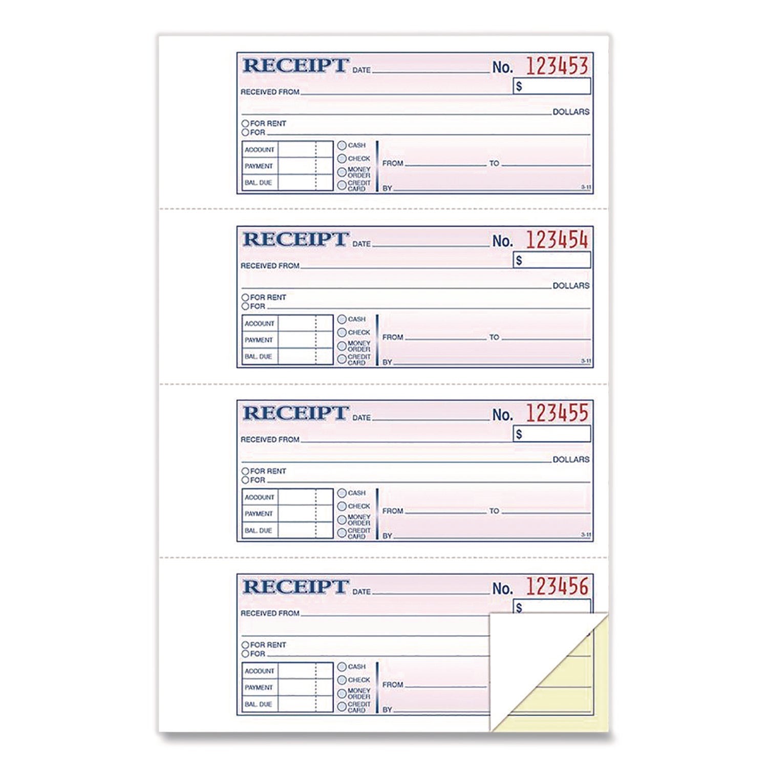 Adams Money/Rent Receipt Book - 200 Sheet(s) - Tape Bound - 2 PartCarbonless Copy - 7.62" x 11" Sheet Size - White - 1 Each
