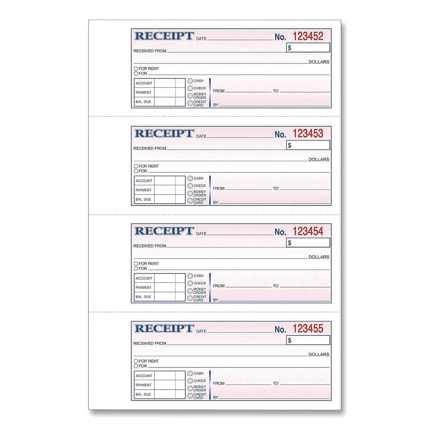 Adams Money/Rent Receipt Book - 200 Sheet(s) - Tape Bound - 2 PartCarbonless Copy - 7.62" x 11" Sheet Size - White - 1 Each