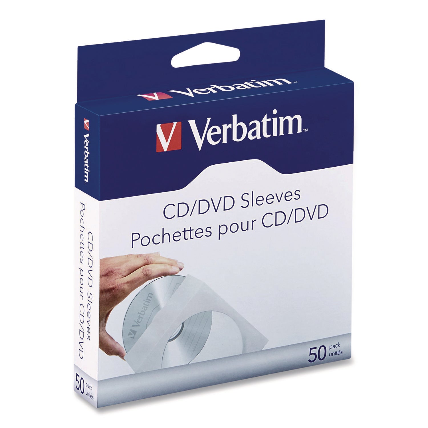 Verbatim CD/DVD Paper Sleeves with Clear Window - 50pk Box - Sleeve - Paper