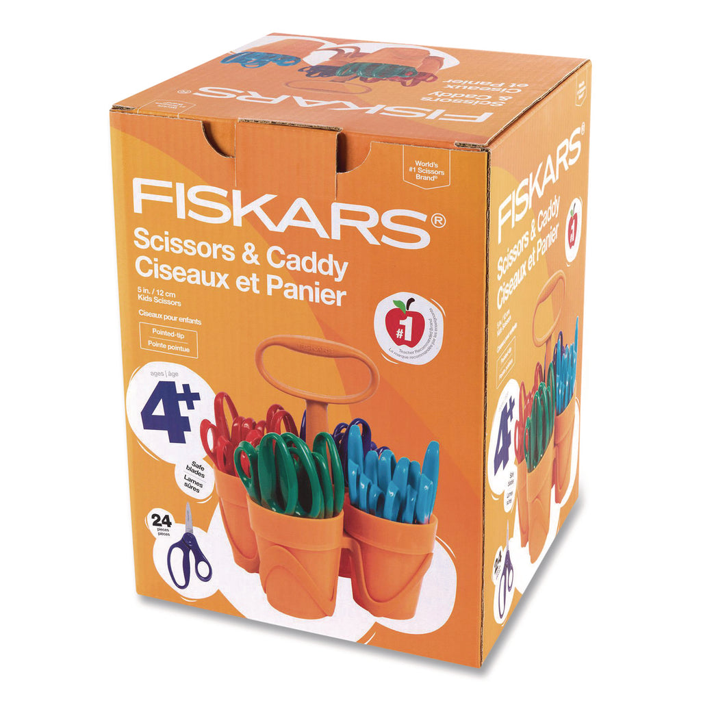 Fiskars 5" Pointed-tip Kids Scissors - Safety Edge Blade - Pointed Tip - Assorted - 24 / Each