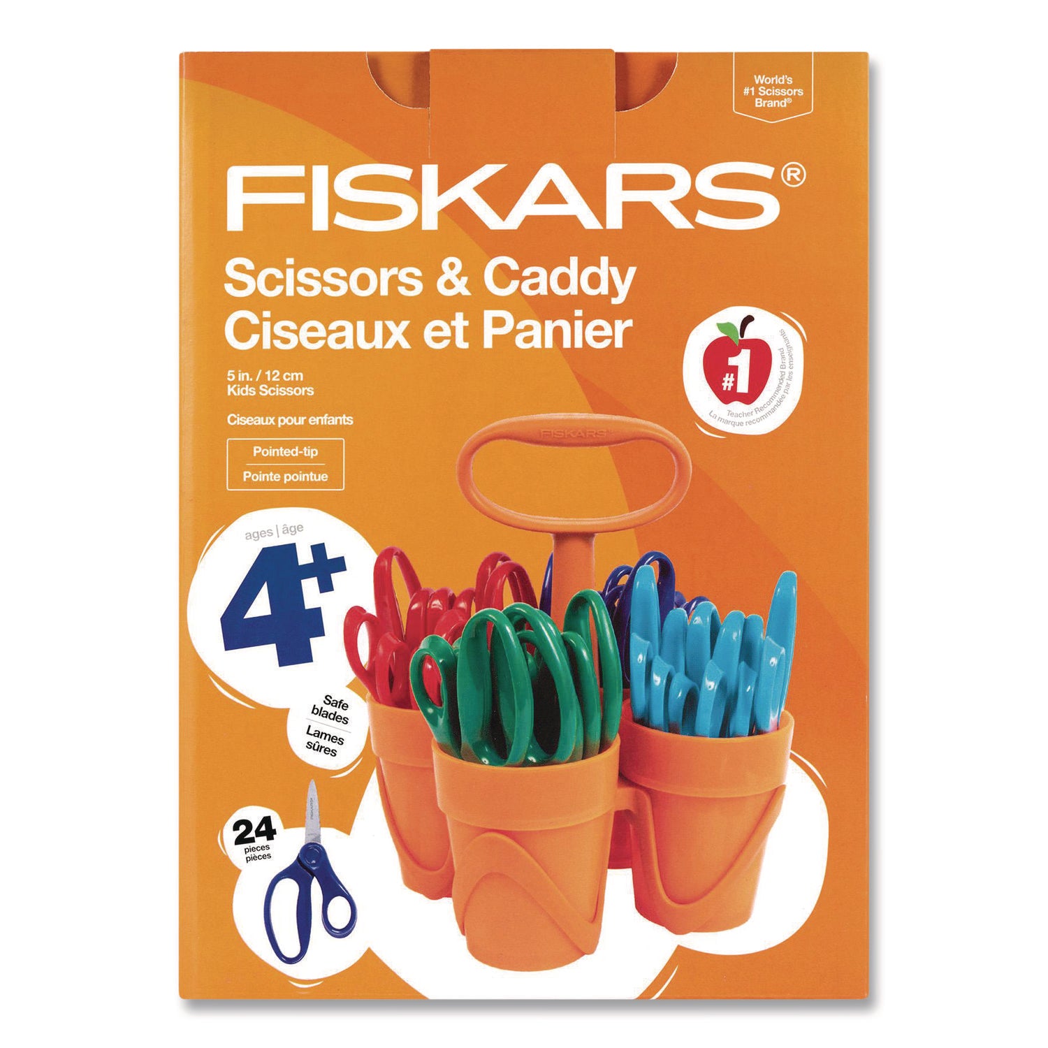 Fiskars 5" Pointed-tip Kids Scissors - Safety Edge Blade - Pointed Tip - Assorted - 24 / Each