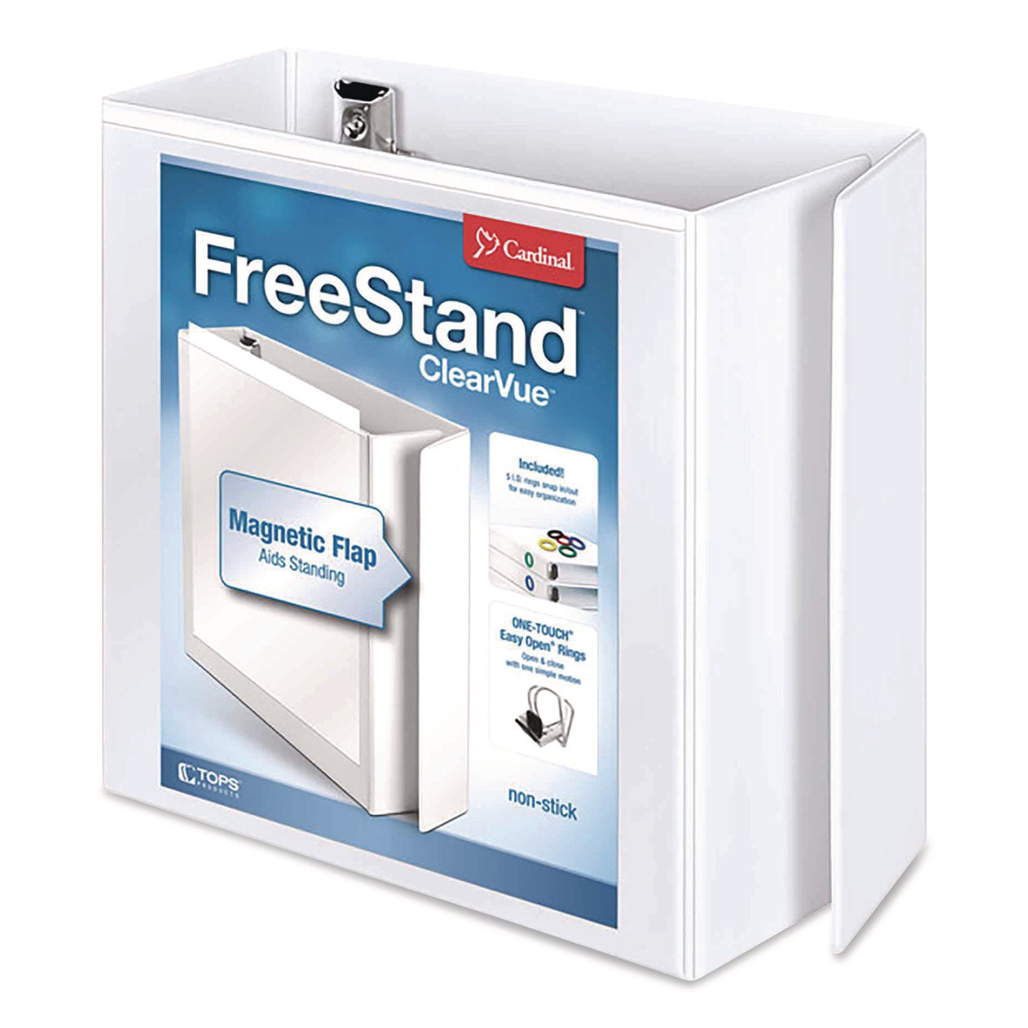 FreeStand Easy Open Locking Slant-D Ring Binder, 3 Rings, 5" Capacity, 11 x 8.5, White