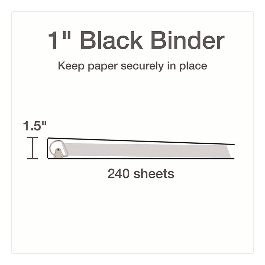 XtraLife ClearVue Non-Stick Locking Slant-D Ring Binder, 3 Rings, 1" Capacity, 11 x 8.5, Black