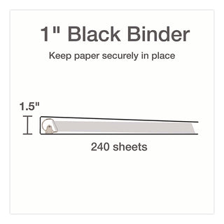 XtraLife ClearVue Non-Stick Locking Slant-D Ring Binder, 3 Rings, 1" Capacity, 11 x 8.5, Black