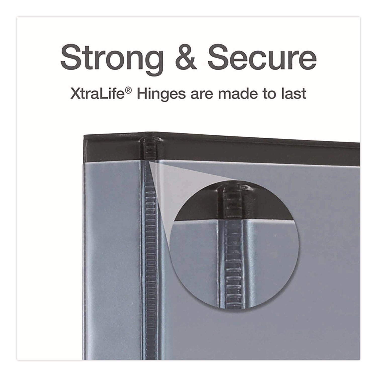 XtraLife ClearVue Non-Stick Locking Slant-D Ring Binder, 3 Rings, 1" Capacity, 11 x 8.5, Black