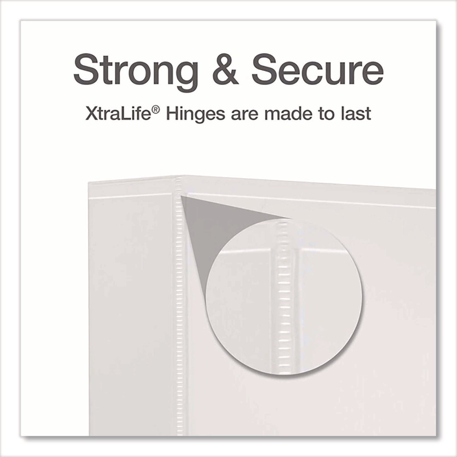 XtraLife ClearVue Non-Stick Locking Slant-D Ring Binder, 3 Rings, 2" Capacity, 11 x 8.5, White