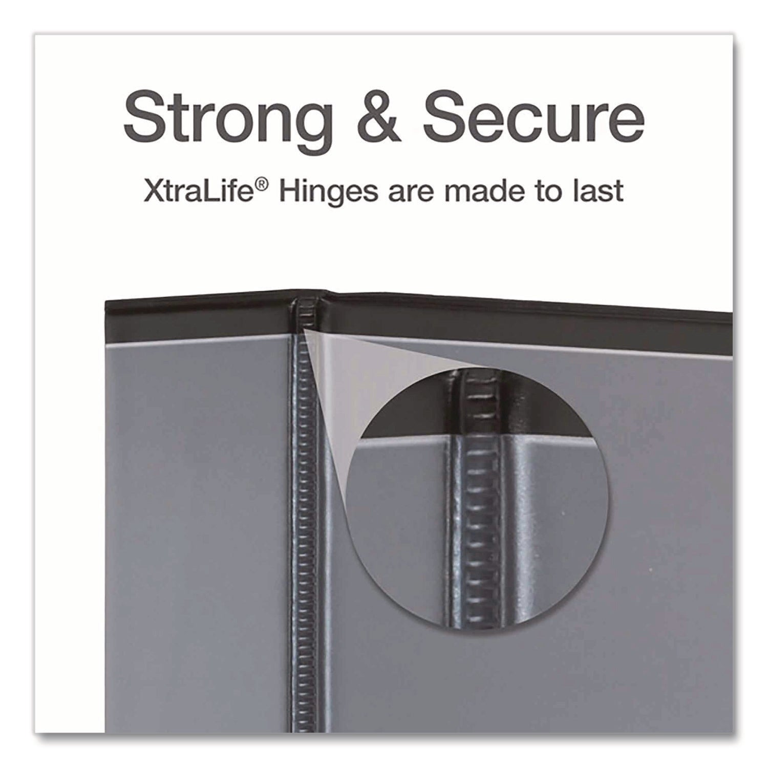 XtraLife ClearVue Non-Stick Locking Slant-D Ring Binder, 3 Rings, 2" Capacity, 11 x 8.5, Black