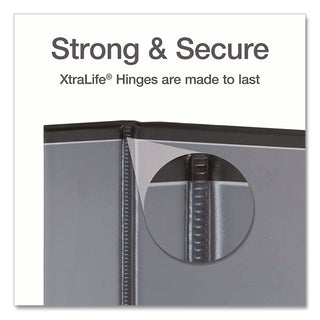 XtraLife ClearVue Non-Stick Locking Slant-D Ring Binder, 3 Rings, 2" Capacity, 11 x 8.5, Black