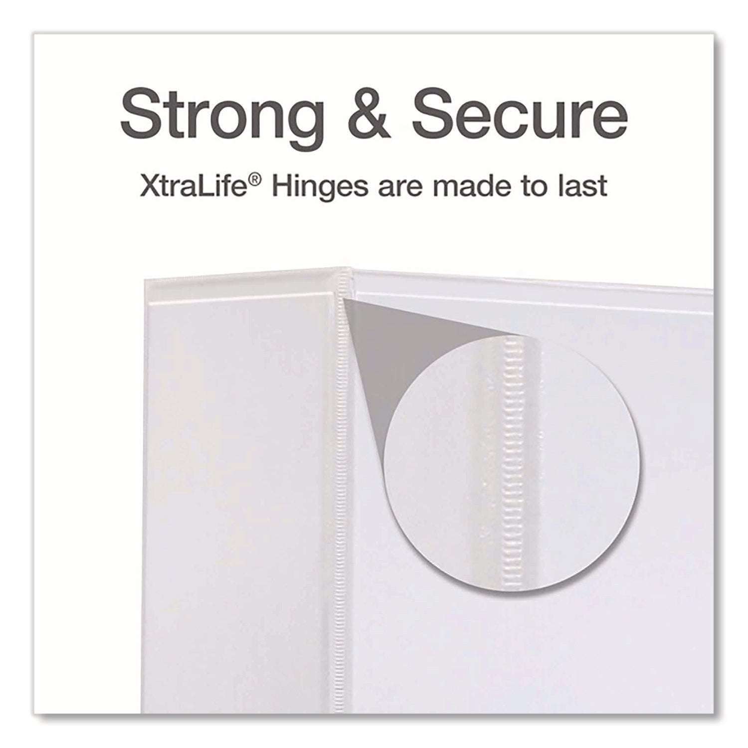 XtraLife ClearVue Non-Stick Locking Slant-D Ring Binder, 3 Rings, 3" Capacity, 11 x 8.5, White