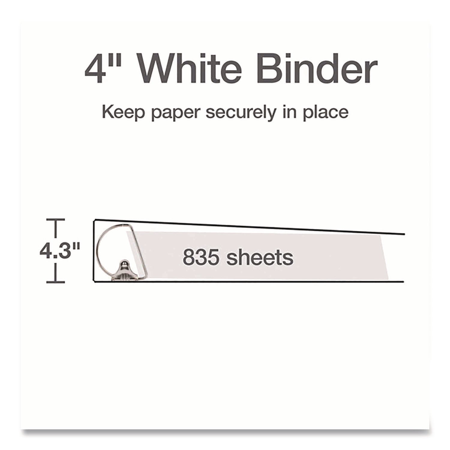 XtraLife ClearVue Non-Stick Locking Slant-D Ring Binder, 3 Rings, 4" Capacity, 11 x 8.5, White