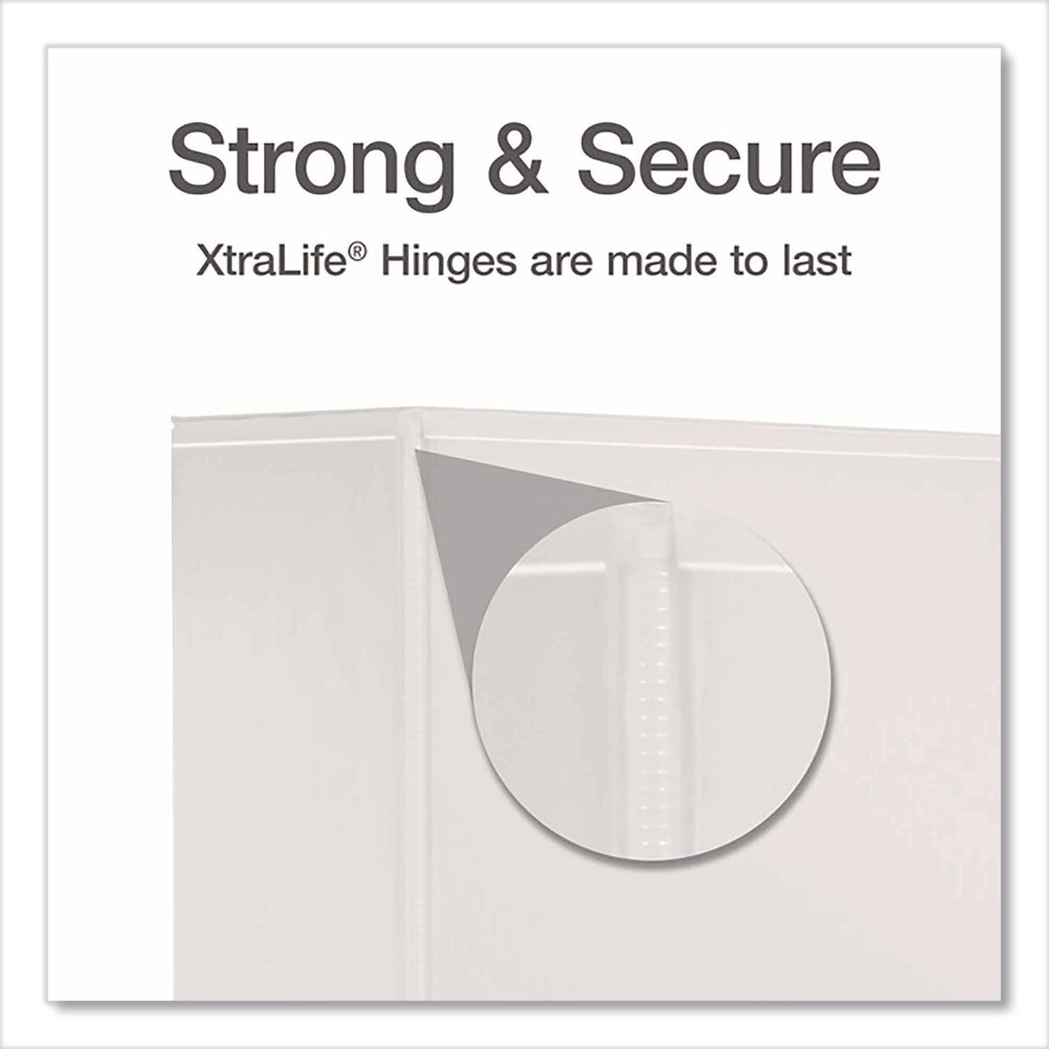 XtraLife ClearVue Non-Stick Locking Slant-D Ring Binder, 3 Rings, 4" Capacity, 11 x 8.5, White
