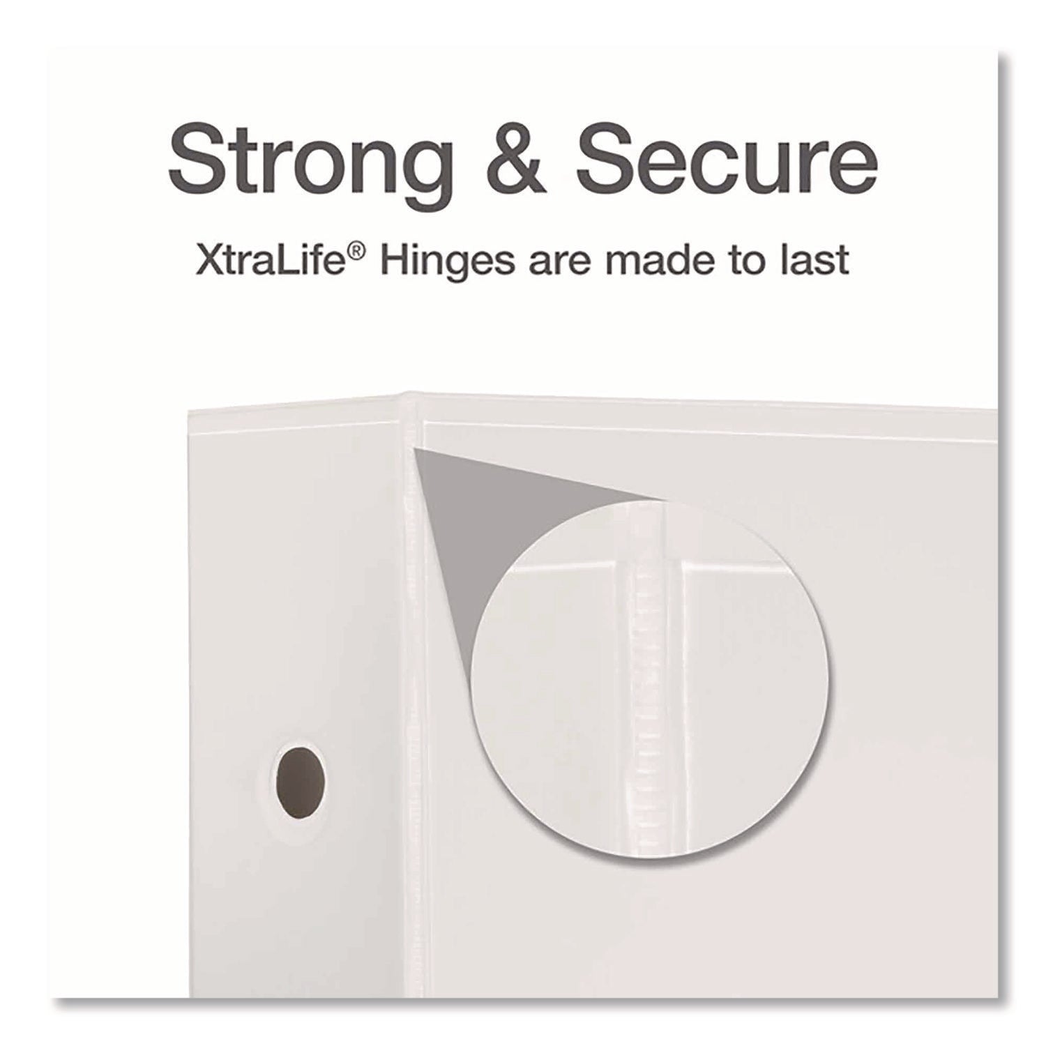 XtraLife ClearVue Non-Stick Locking Slant-D Ring Binder, 3 Rings, 5" Capacity, 11 x 8.5, White