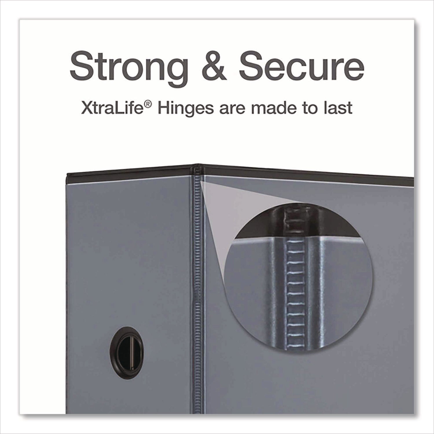 XtraLife ClearVue Non-Stick Locking Slant-D Ring Binder, 3 Rings, 6" Capacity, 11 x 8.5, Black