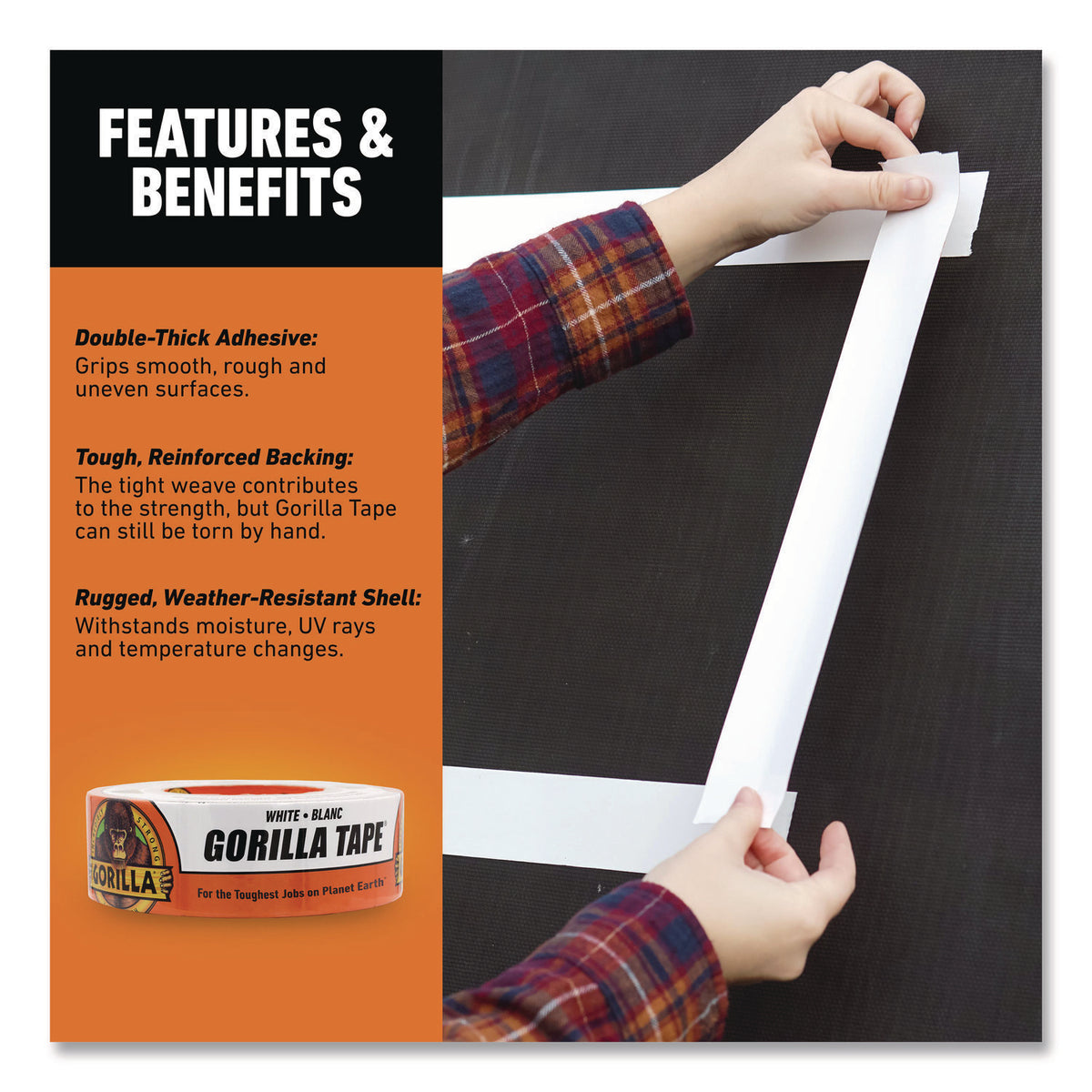Gorilla Tape, 3" Core, 1.88" x 30 yds, White