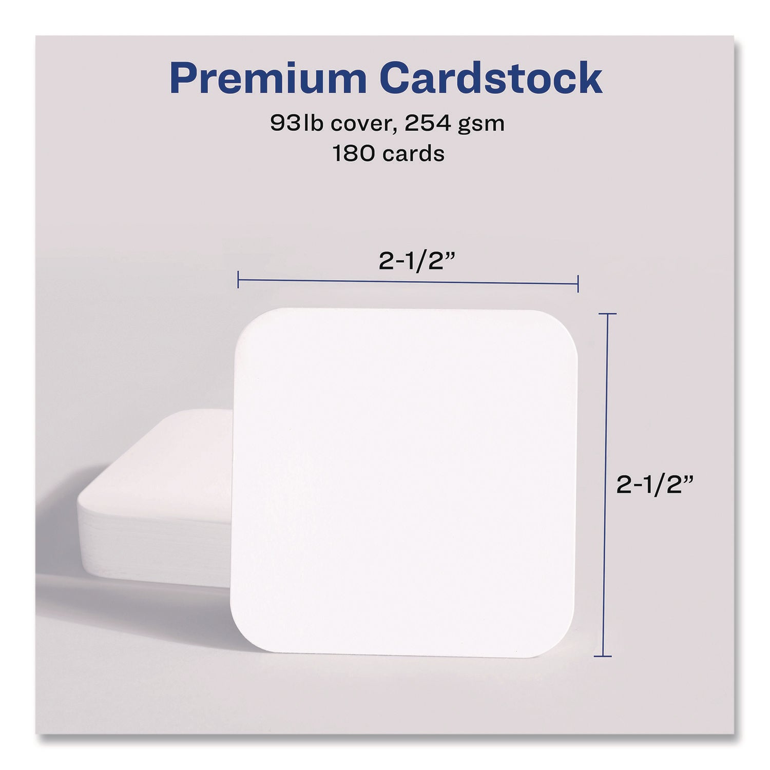Avery Clean Edge Square Cards, Rounded Corners, 2.5" x 2.5" (35702) - 110 Brightness - 8 1/2" x 11" - 93 lb Basis Weight - 254 g/m2 Grammage - Matte - 180 / Pack - Printable, Rounded Corner, Die-cut, Smooth Edge, Print-to-the-edge, Perforat